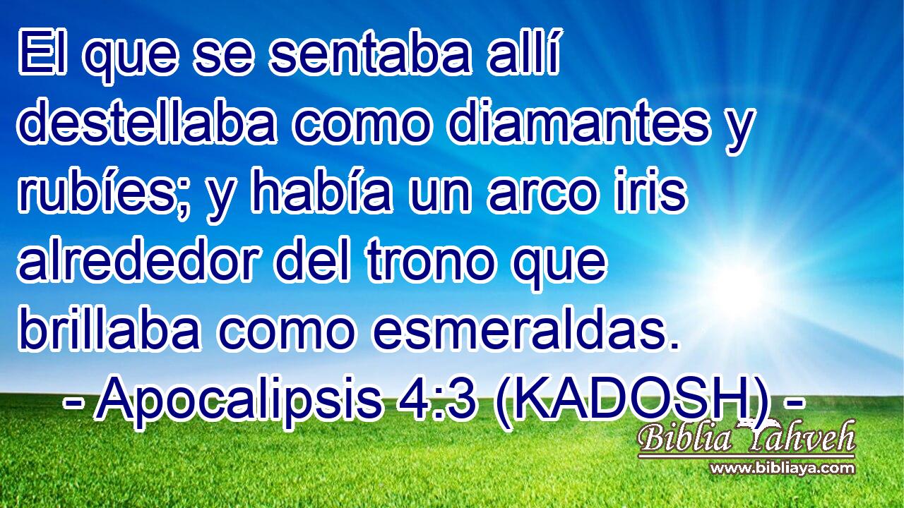  El que se sentaba allí destellaba como diamantes y rubíes; y había un arco iris alrededor del trono que brillaba como esmeraldas. 