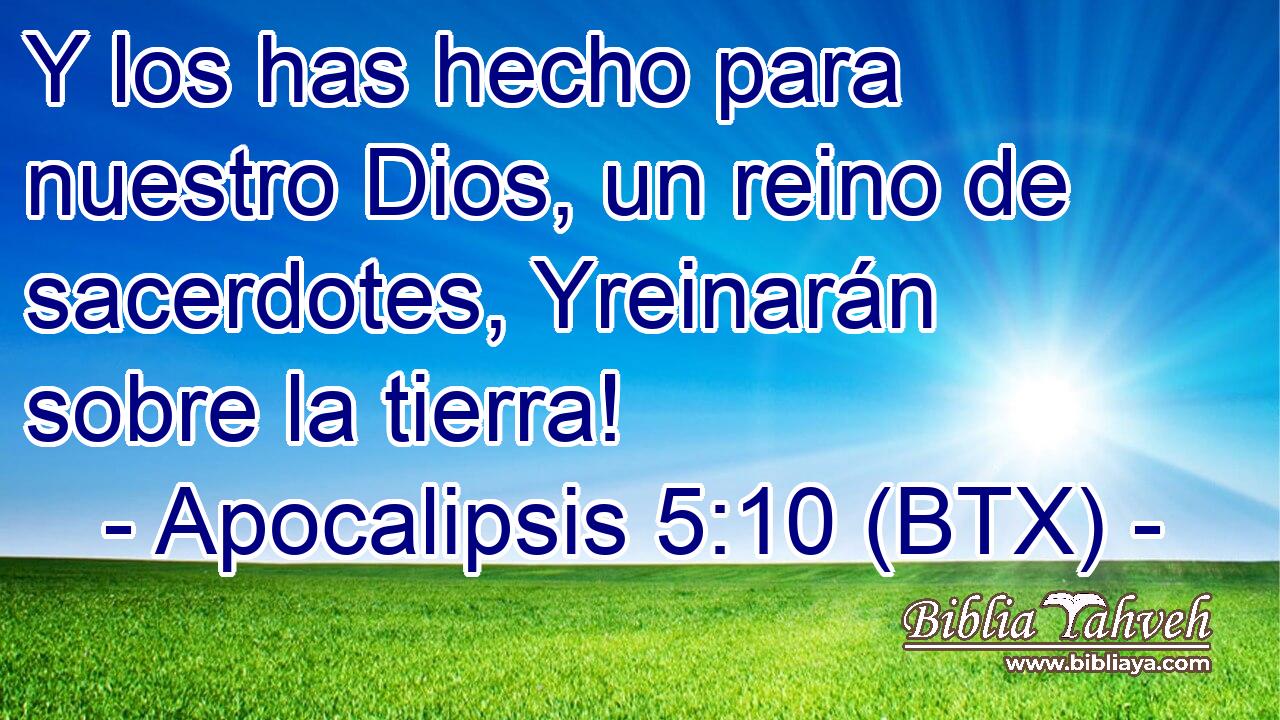 Y los has hecho para nuestro Dios, un reino de sacerdotes, Yreinarán sobre la tierra!