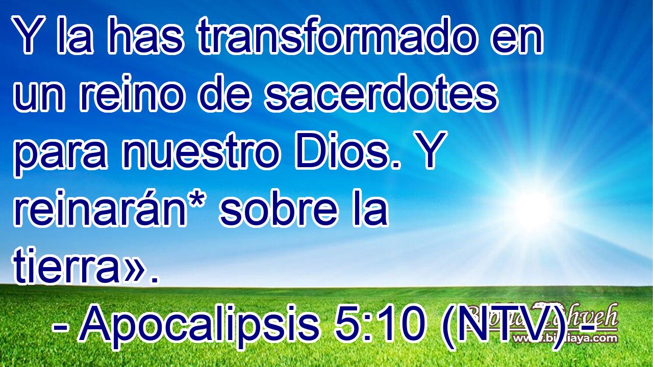Y la has transformado en un reino de sacerdotes para nuestro Dios. Y reinarán* sobre la tierra».