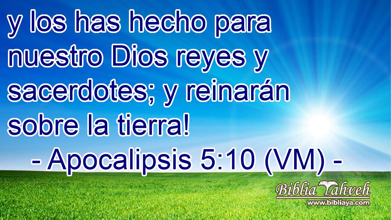  y los has hecho para nuestro Dios reyes y sacerdotes; y reinarán sobre la tierra! 