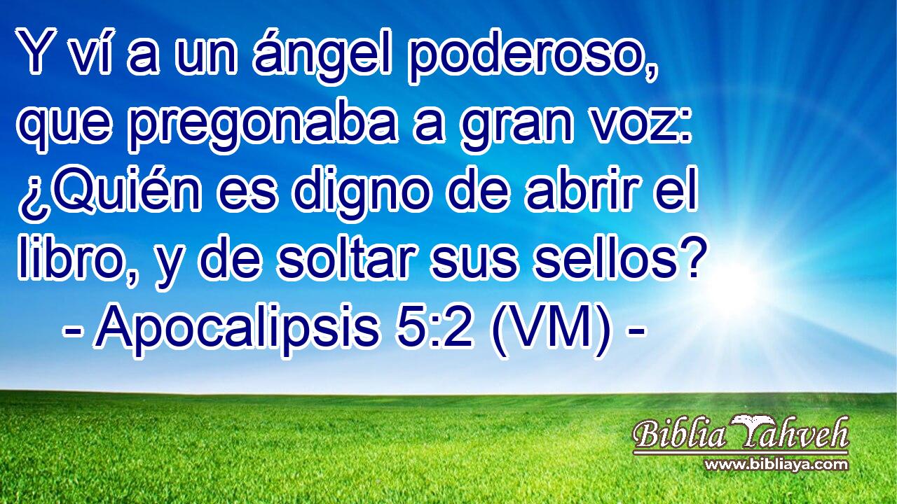  Y ví a un ángel poderoso, que pregonaba a gran voz: ¿Quién es digno de abrir el libro, y de soltar sus sellos? 