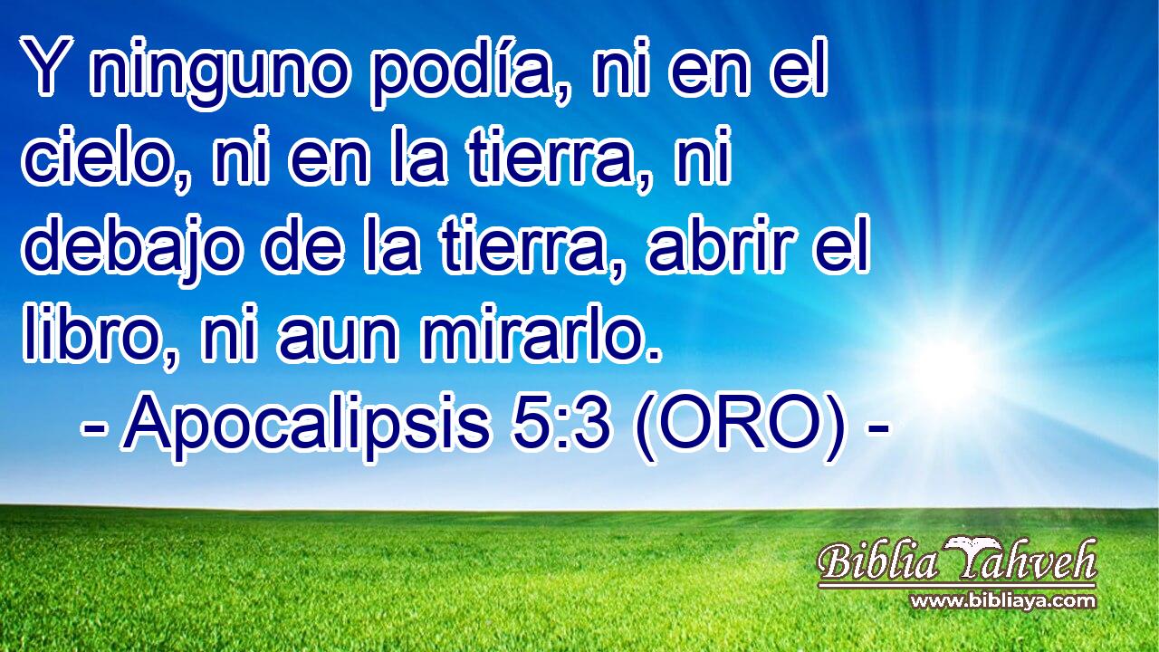  Y ninguno podía, ni en el cielo, ni en la tierra, ni debajo de la tierra, abrir el libro, ni aun mirarlo. 