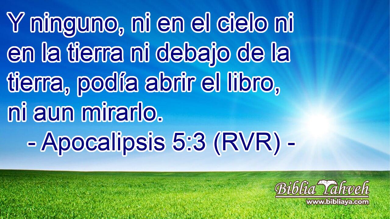 Y ninguno, ni en el cielo ni en la tierra ni debajo de la tierra, podía abrir el libro, ni aun mirarlo.