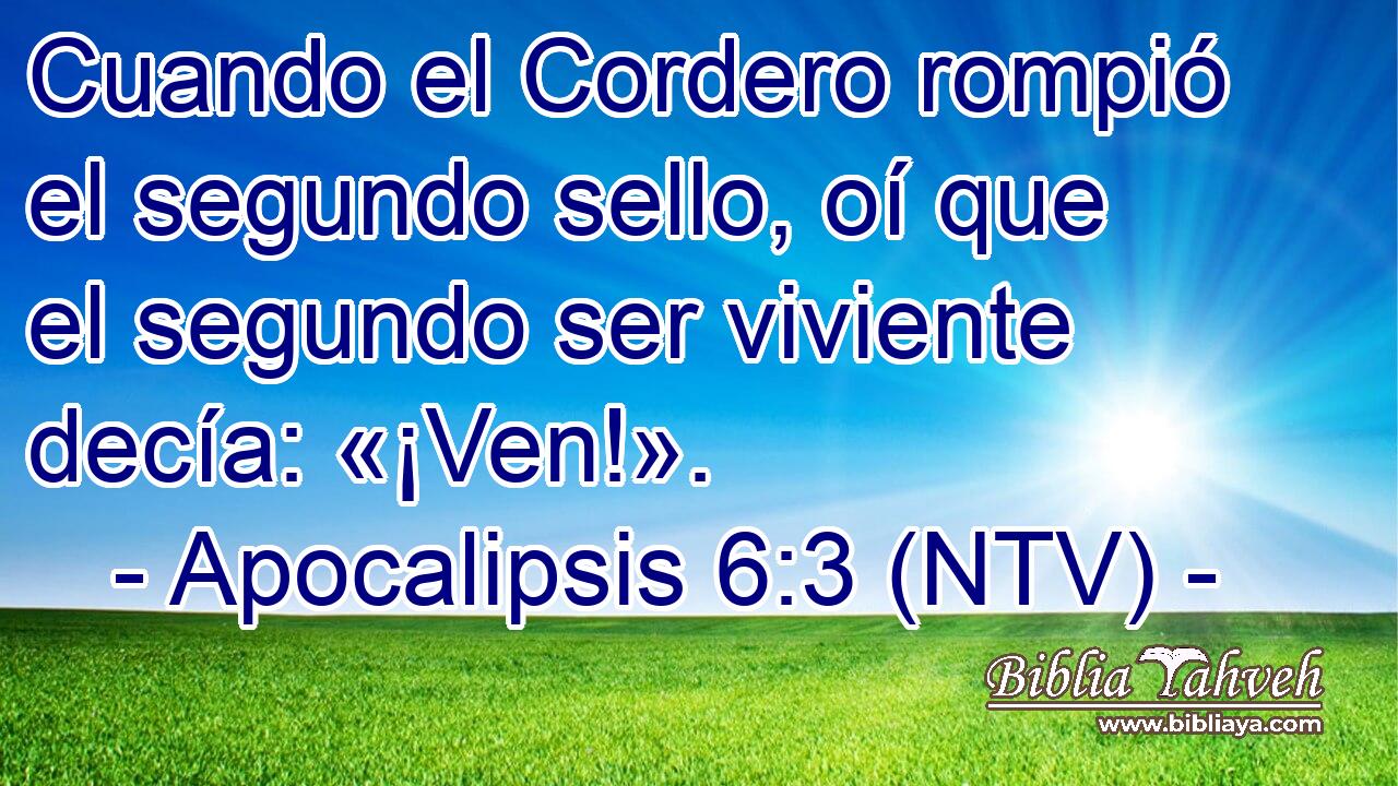 Cuando el Cordero rompió el segundo sello, oí que el segundo ser viviente decía: «¡Ven!».