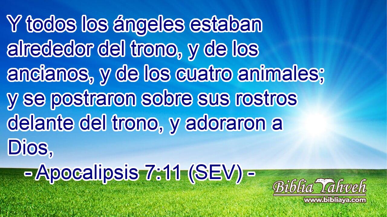 Y todos los ángeles estaban alrededor del trono, y de los ancianos, y de los cuatro animales; y se postraron sobre sus rostros delante del trono, y adoraron a Dios,