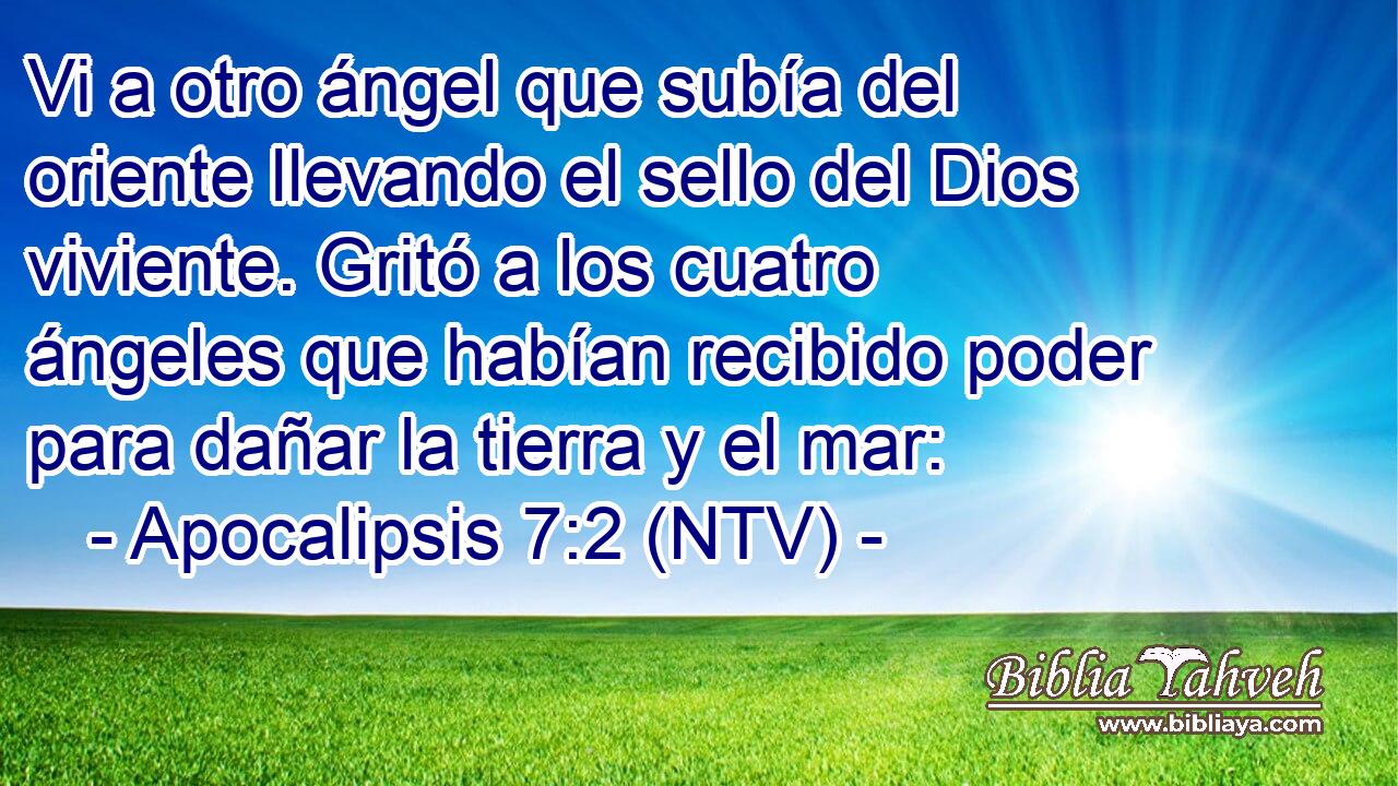 Vi a otro ángel que subía del oriente llevando el sello del Dios viviente. Gritó a los cuatro ángeles que habían recibido poder para dañar la tierra y el mar: