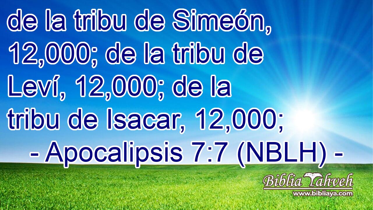  de la tribu de Simeón, 12,000; de la tribu de Leví, 12,000; de la tribu de Isacar, 12,000; 