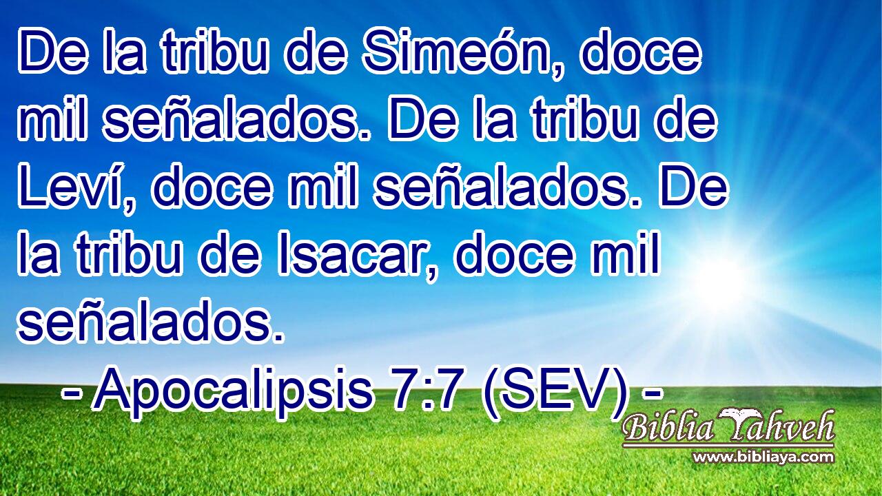De la tribu de Simeón, doce mil señalados. De la tribu de Leví, doce mil señalados. De la tribu de Isacar, doce mil señalados.