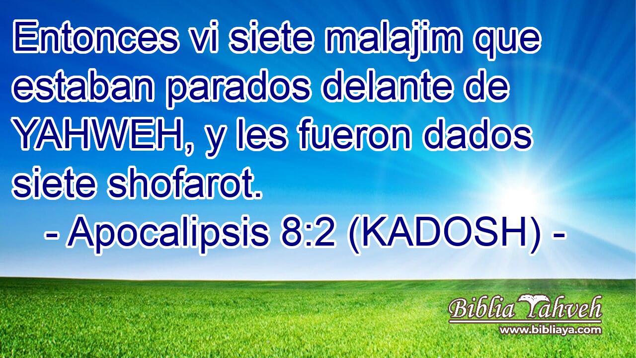  Entonces vi siete malajim que estaban parados delante de YAHWEH, y les fueron dados siete shofarot. 