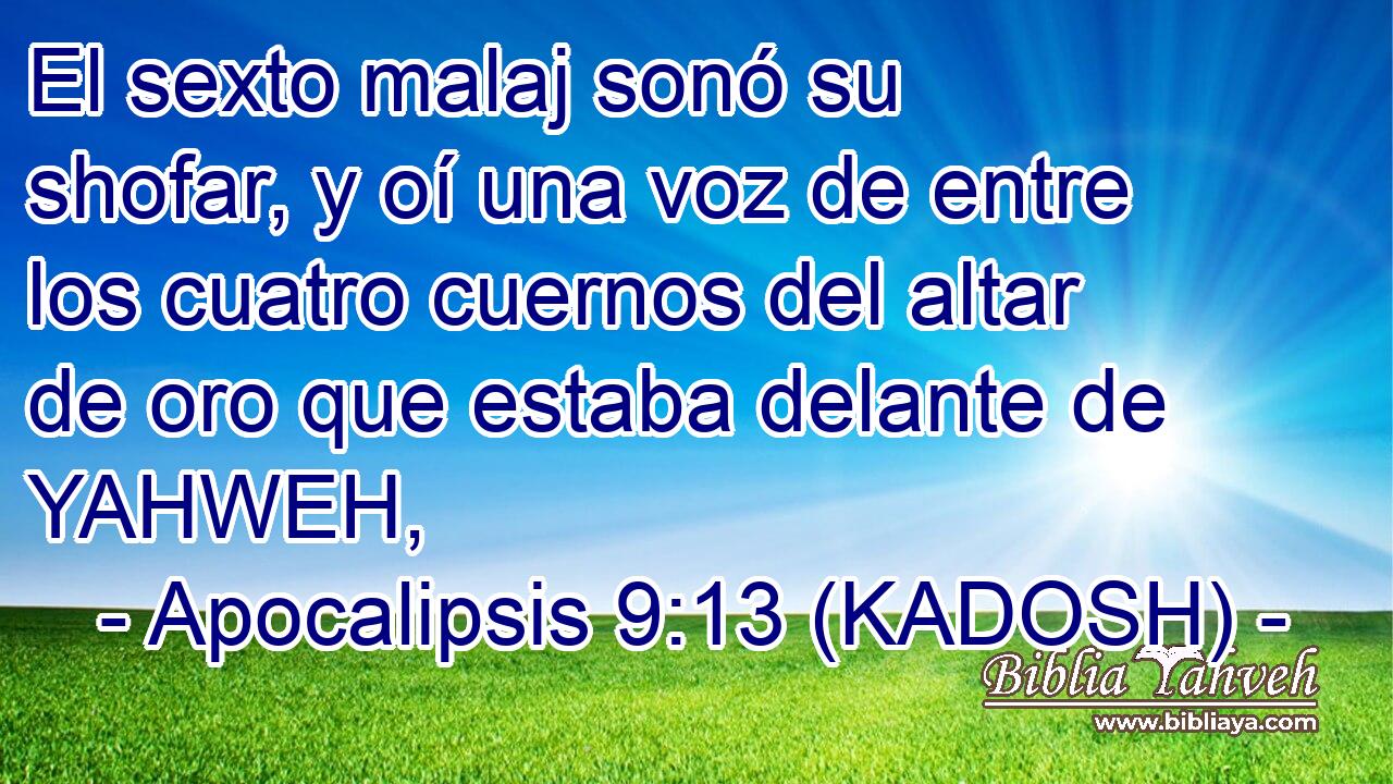  El sexto malaj sonó su shofar, y oí una voz de entre los cuatro cuernos del altar de oro que estaba delante de YAHWEH, 