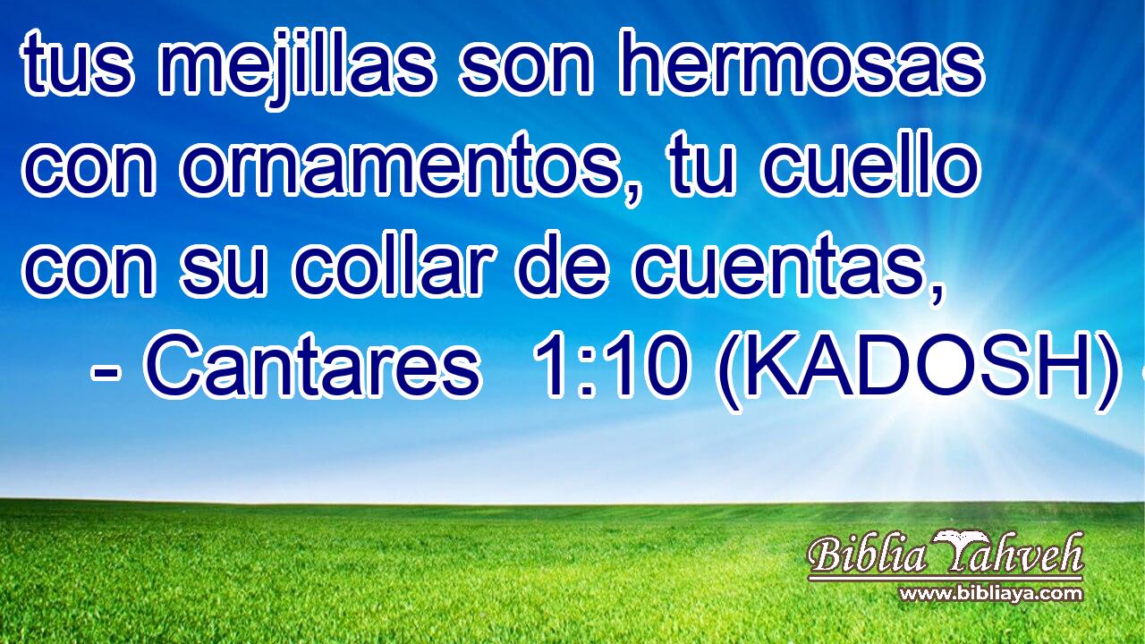 tus mejillas son hermosas con ornamentos, tu cuello con su collar de cuentas, 