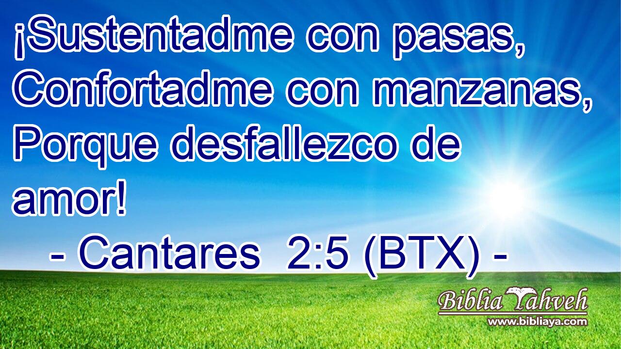 ¡Sustentadme con pasas, Confortadme con manzanas, Porque desfallezco de amor!