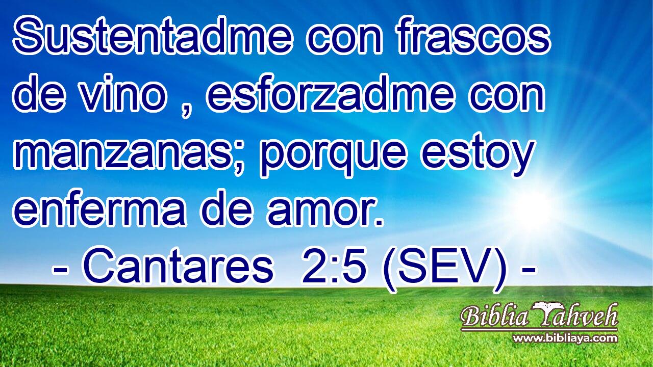 Sustentadme con frascos de vino , esforzadme con manzanas; porque estoy enferma de amor.