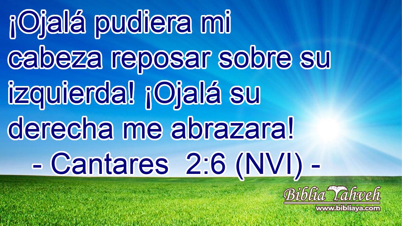  ¡Ojalá pudiera mi cabeza reposar sobre su izquierda! ¡Ojalá su derecha me abrazara! 