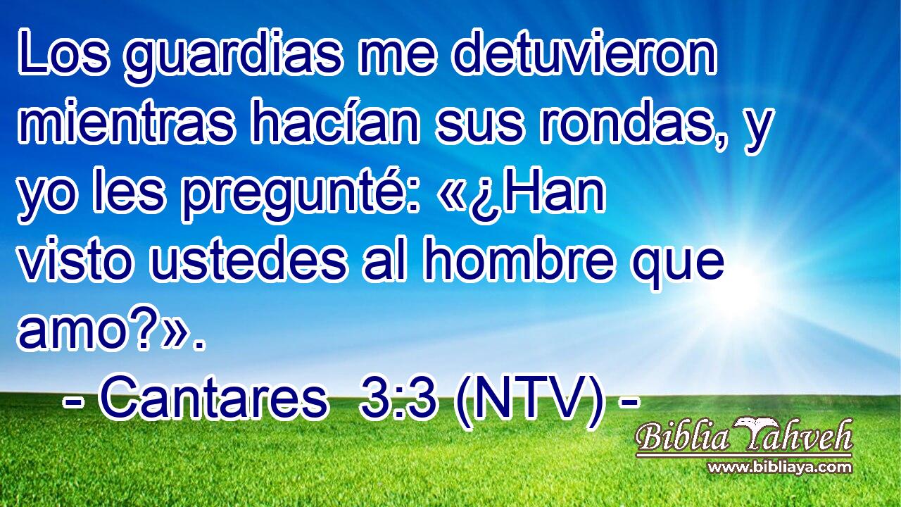 Los guardias me detuvieron mientras hacían sus rondas, y yo les pregunté: «¿Han visto ustedes al hombre que amo?».