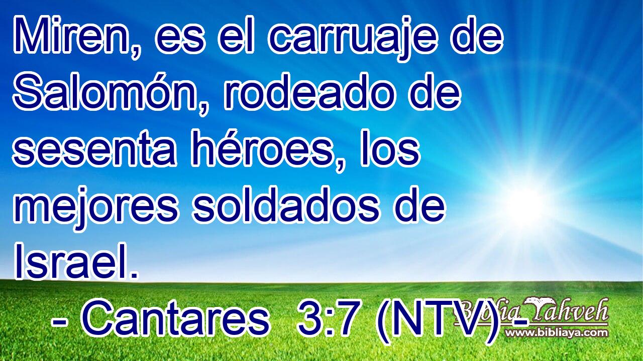Miren, es el carruaje de Salomón, rodeado de sesenta héroes, los mejores soldados de Israel.