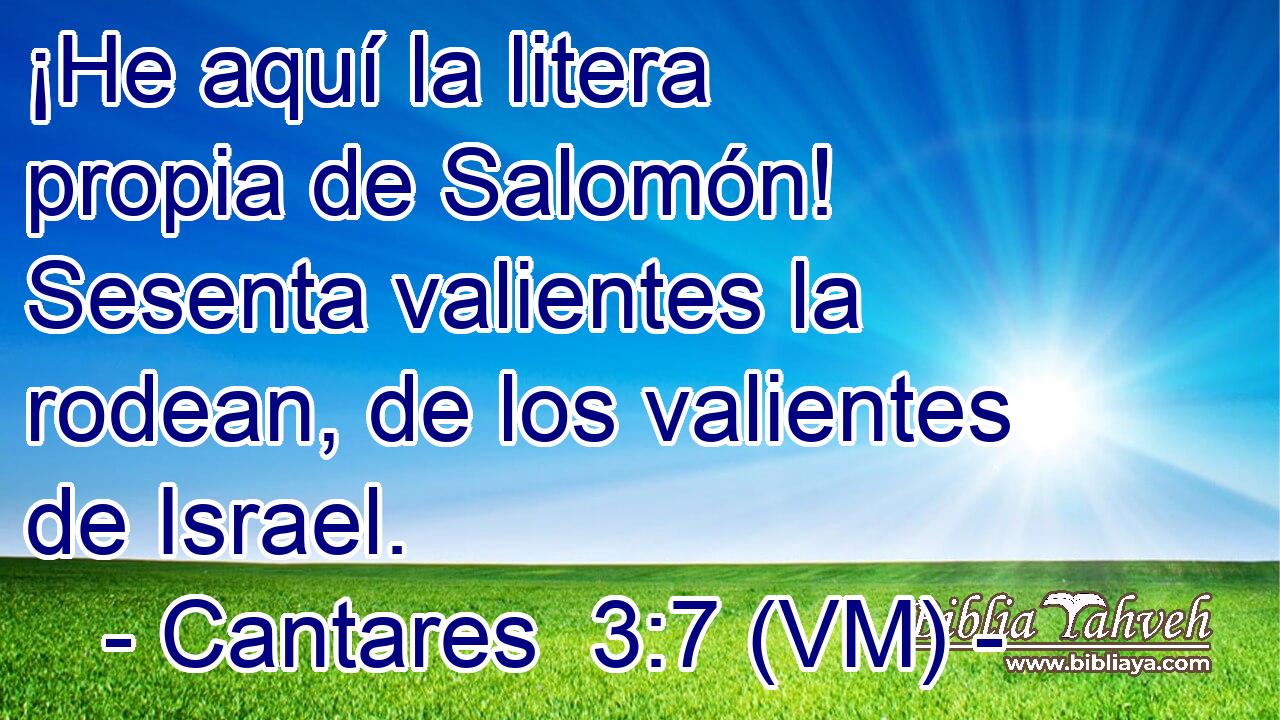  ¡He aquí la litera propia de Salomón! Sesenta valientes la rodean, de los valientes de Israel. 