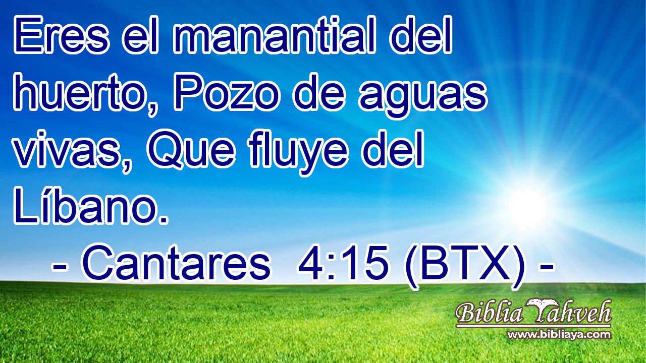 Eres el manantial del huerto, Pozo de aguas vivas, Que fluye del Líbano.
