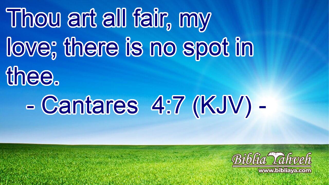 Thou art all fair, my love; there is no spot in thee.