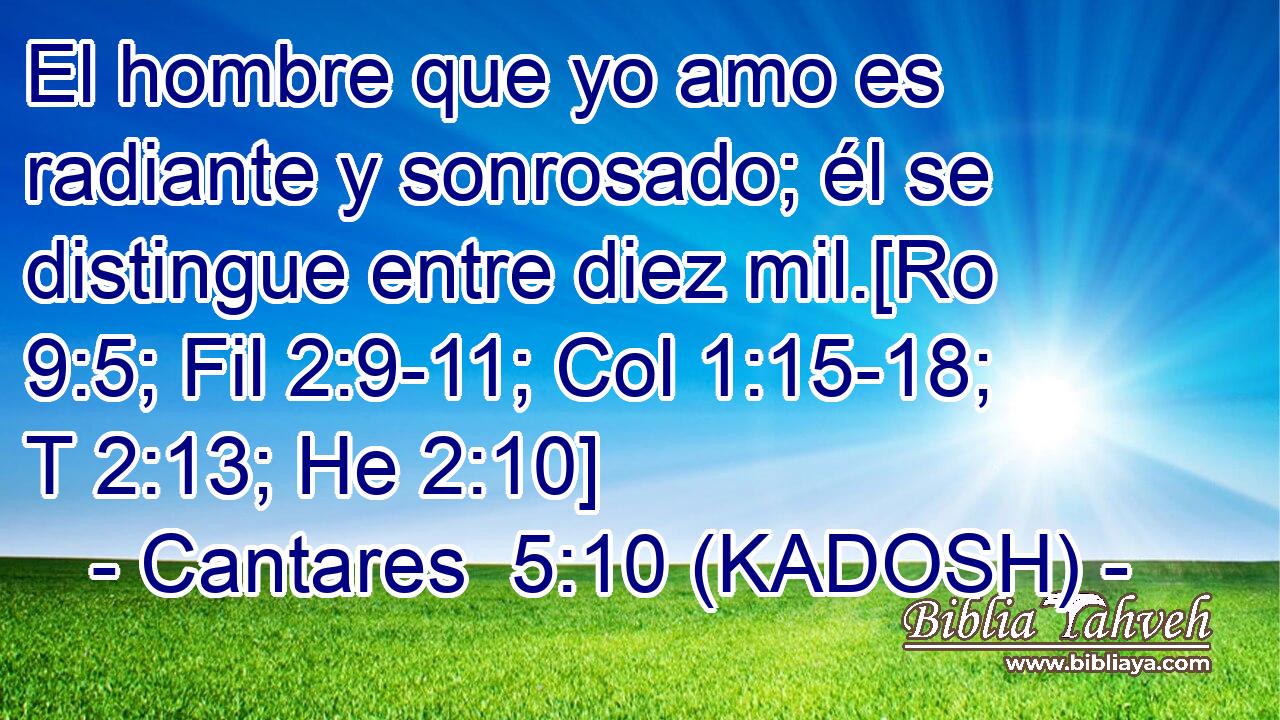  El hombre que yo amo es radiante y sonrosado; él se distingue entre diez mil.[Ro 9:5; Fil 2:9-11; Col 1:15-18; T 2:13; He 2:10] 