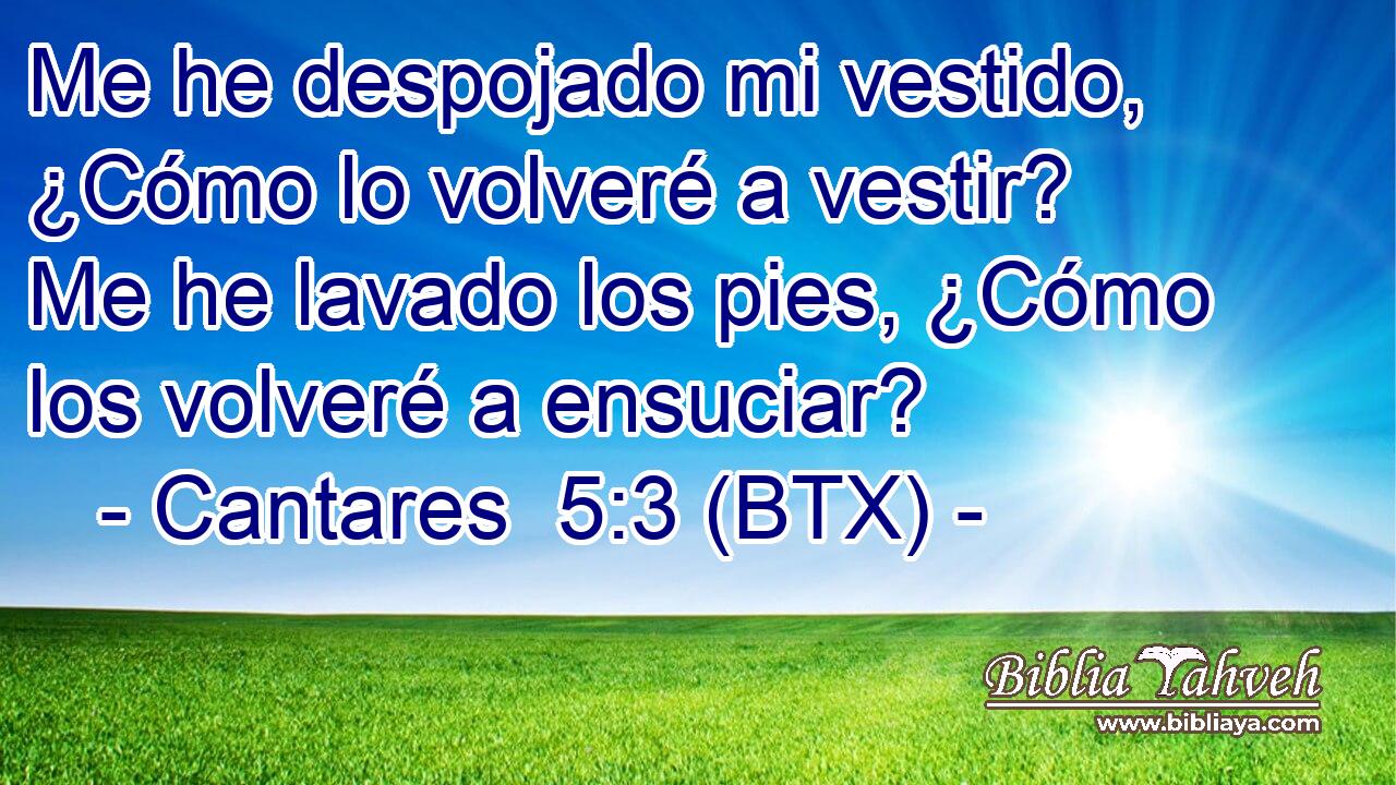 Me he despojado mi vestido, ¿Cómo lo volveré a vestir? Me he lavado los pies, ¿Cómo los volveré a ensuciar?