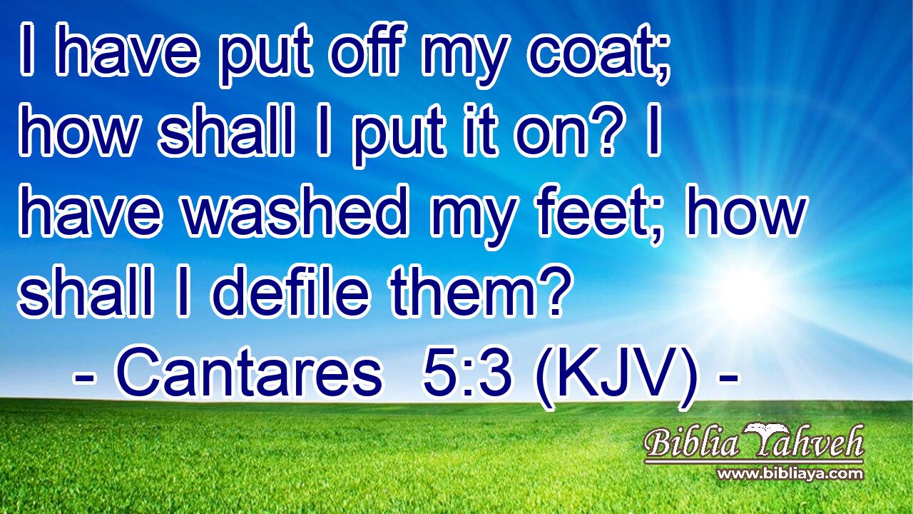 I have put off my coat; how shall I put it on? I have washed my feet; how shall I defile them?
