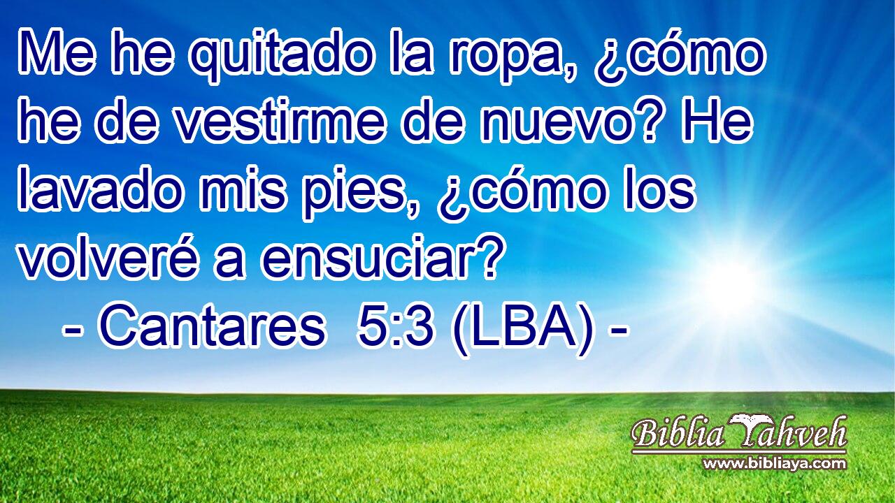 Me he quitado la ropa, ¿cómo he de vestirme de nuevo? He lavado mis pies, ¿cómo los volveré a ensuciar?