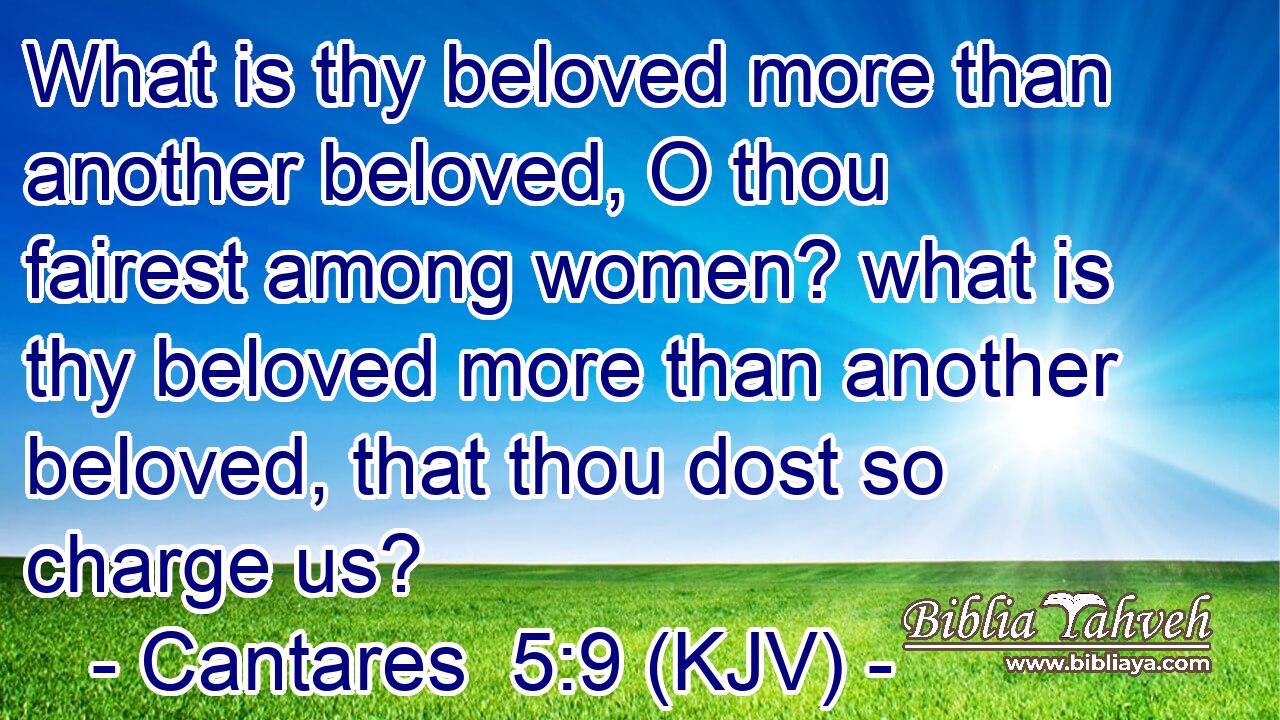 What is thy beloved more than another beloved, O thou fairest among women? what is thy beloved more than another beloved, that thou dost so charge us?