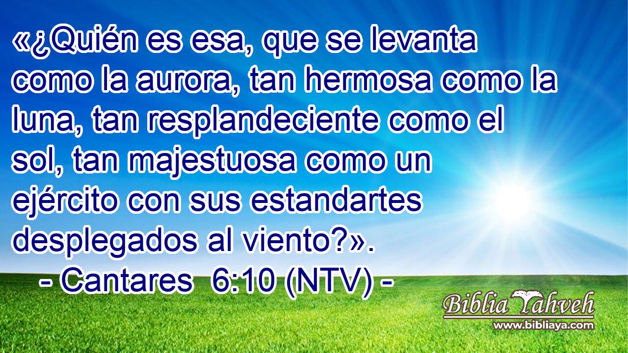 «¿Quién es esa, que se levanta como la aurora, tan hermosa como la luna, tan resplandeciente como el sol, tan majestuosa como un ejército con sus estandartes desplegados al viento?».