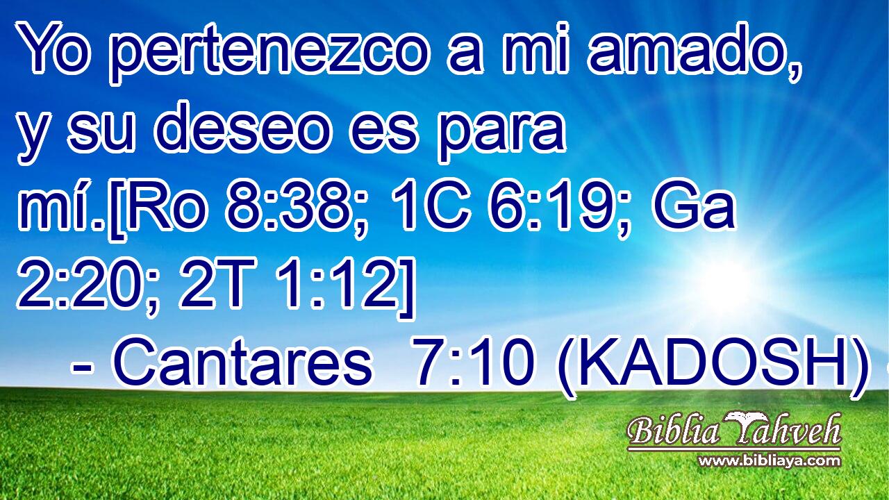  Yo pertenezco a mi amado, y su deseo es para mí.[Ro 8:38; 1C 6:19; Ga 2:20; 2T 1:12] 