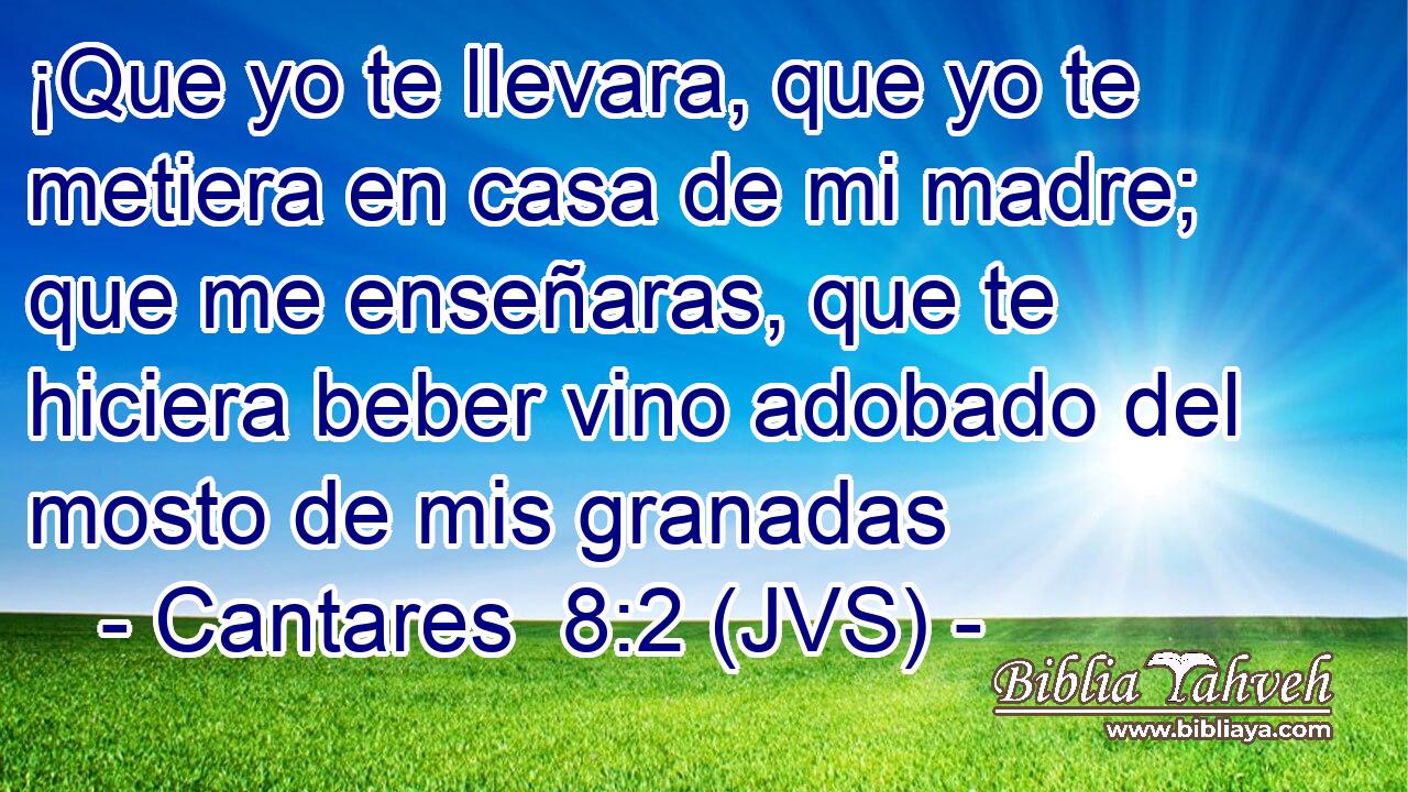 ¡Que yo te llevara, que yo te metiera en casa de mi madre; que me enseñaras, que te hiciera beber vino adobado del mosto de mis granadas