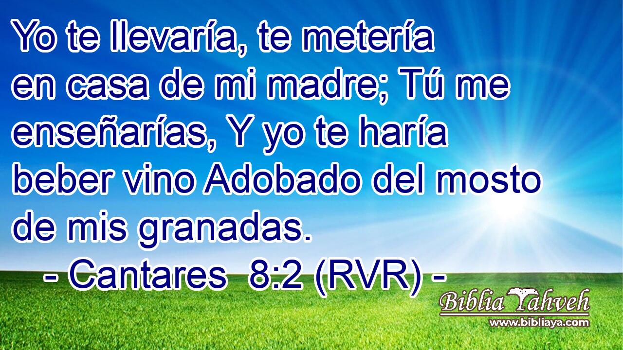 Yo te llevaría, te metería en casa de mi madre; Tú me enseñarías, Y yo te haría beber vino Adobado del mosto de mis granadas.