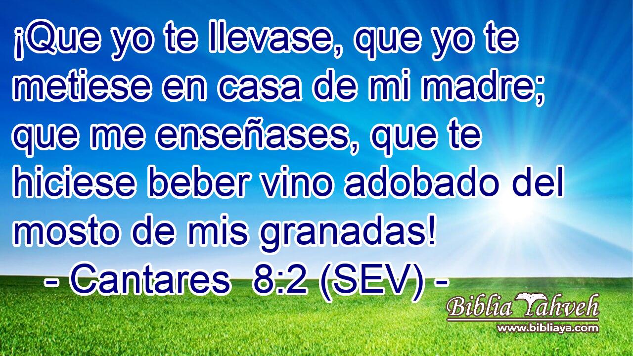 ¡Que yo te llevase, que yo te metiese en casa de mi madre; que me enseñases, que te hiciese beber vino adobado del mosto de mis granadas!