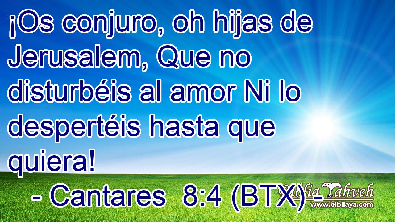 ¡Os conjuro, oh hijas de Jerusalem, Que no disturbéis al amor Ni lo despertéis hasta que quiera!