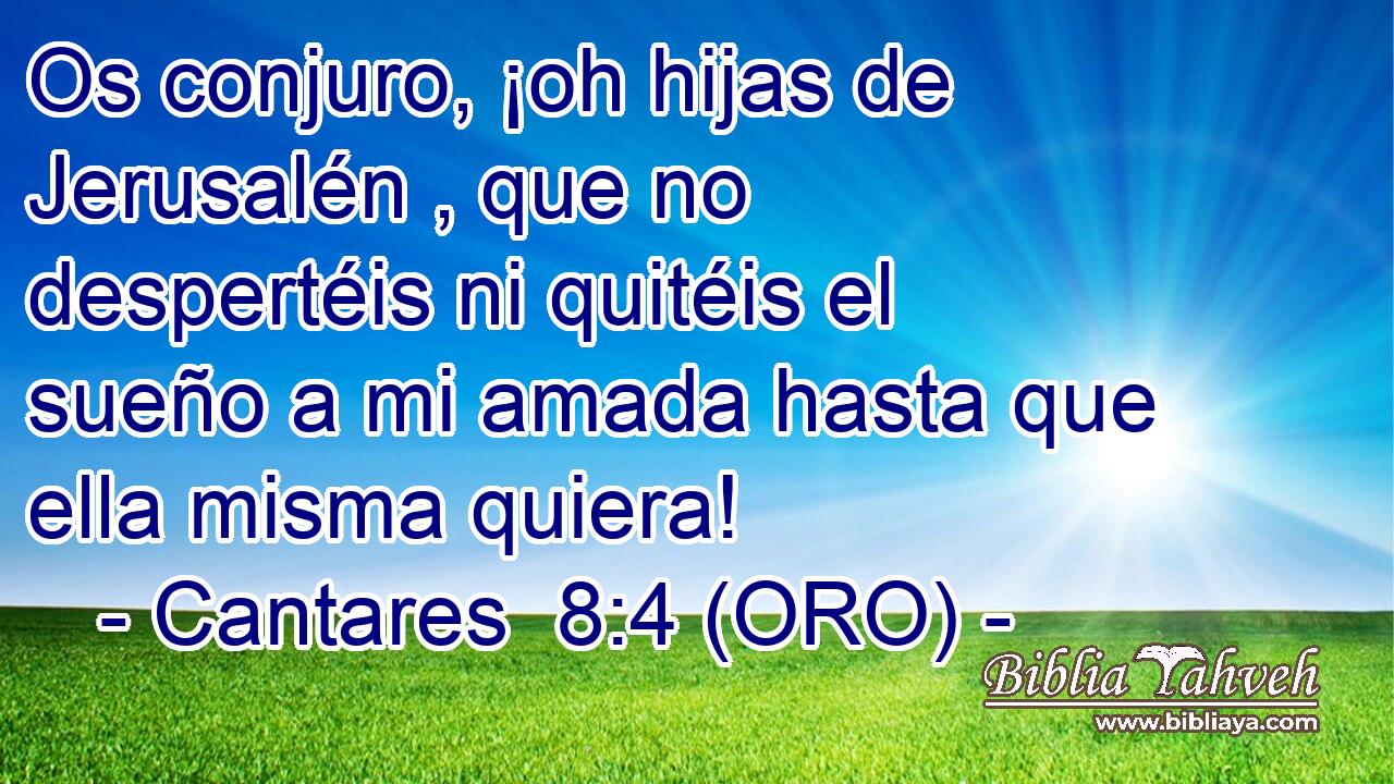  Os conjuro, ¡oh hijas de Jerusalén , que no despertéis ni quitéis el sueño a mi amada hasta que ella misma quiera! 