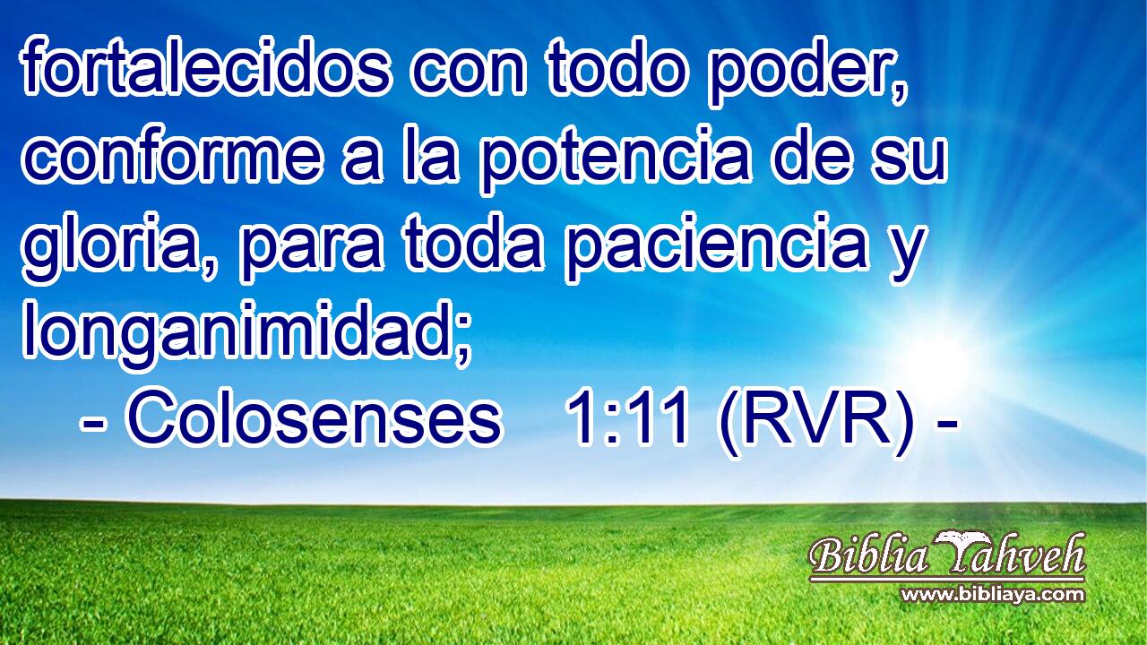 fortalecidos con todo poder, conforme a la potencia de su gloria, para toda paciencia y longanimidad;
