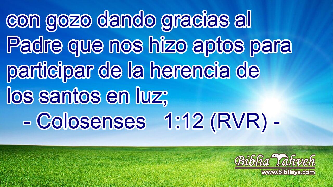 con gozo dando gracias al Padre que nos hizo aptos para participar de la herencia de los santos en luz;