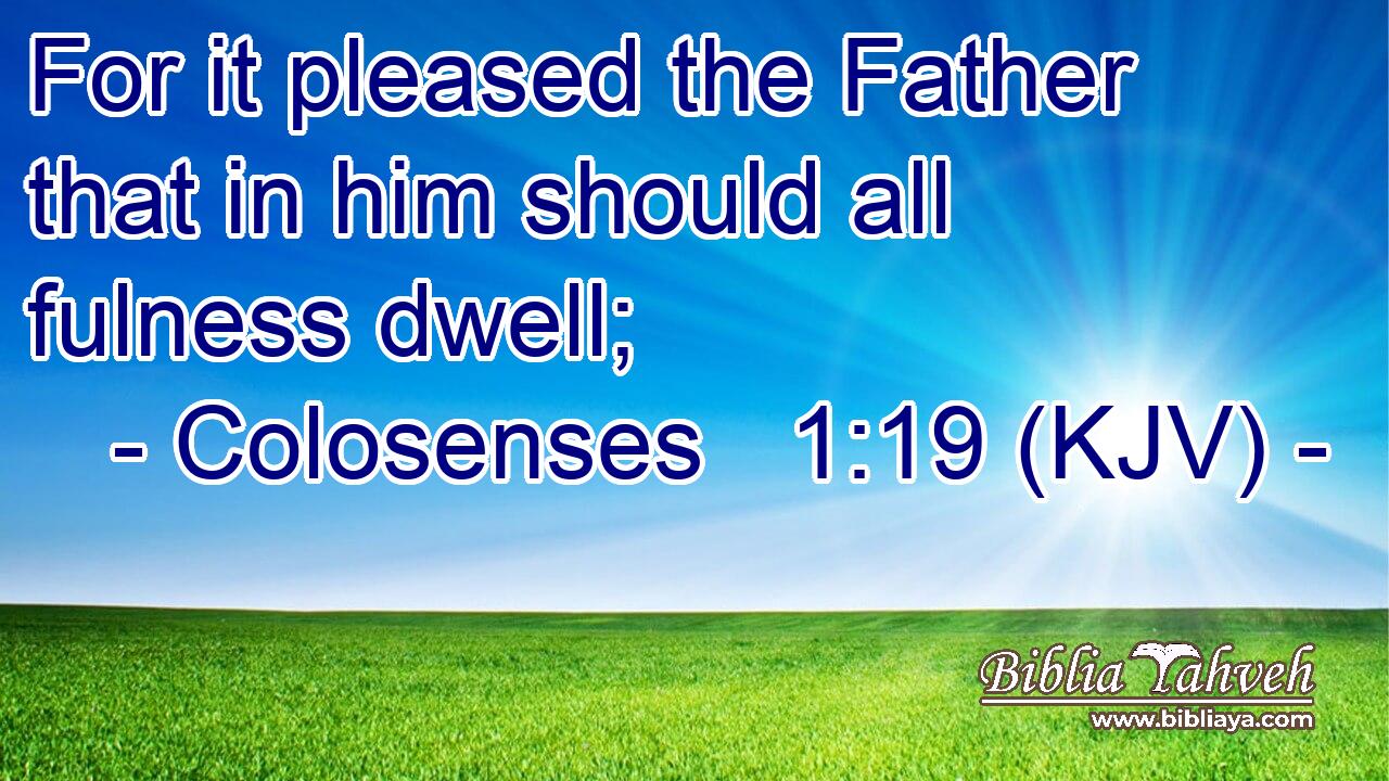 For it pleased the Father that in him should all fulness dwell;