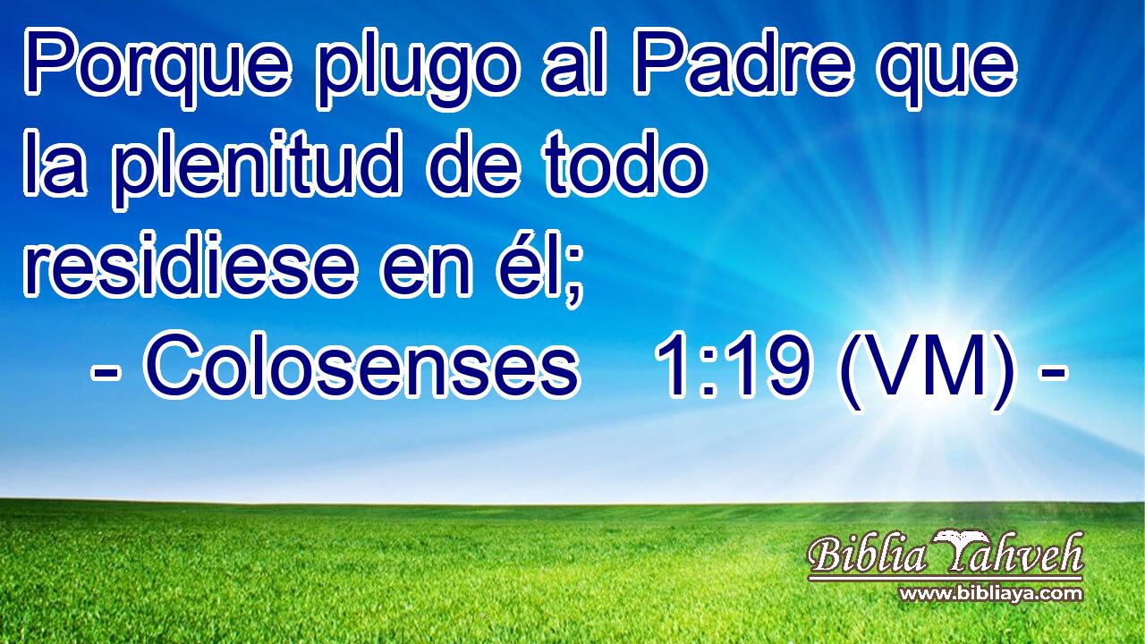  Porque plugo al Padre que la plenitud de todo residiese en él; 