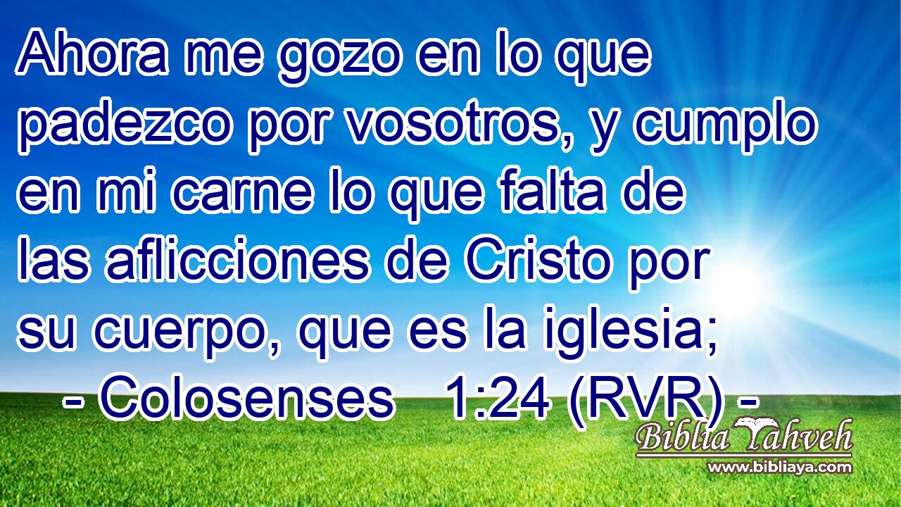 Ahora me gozo en lo que padezco por vosotros, y cumplo en mi carne lo que falta de las aflicciones de Cristo por su cuerpo, que es la iglesia;