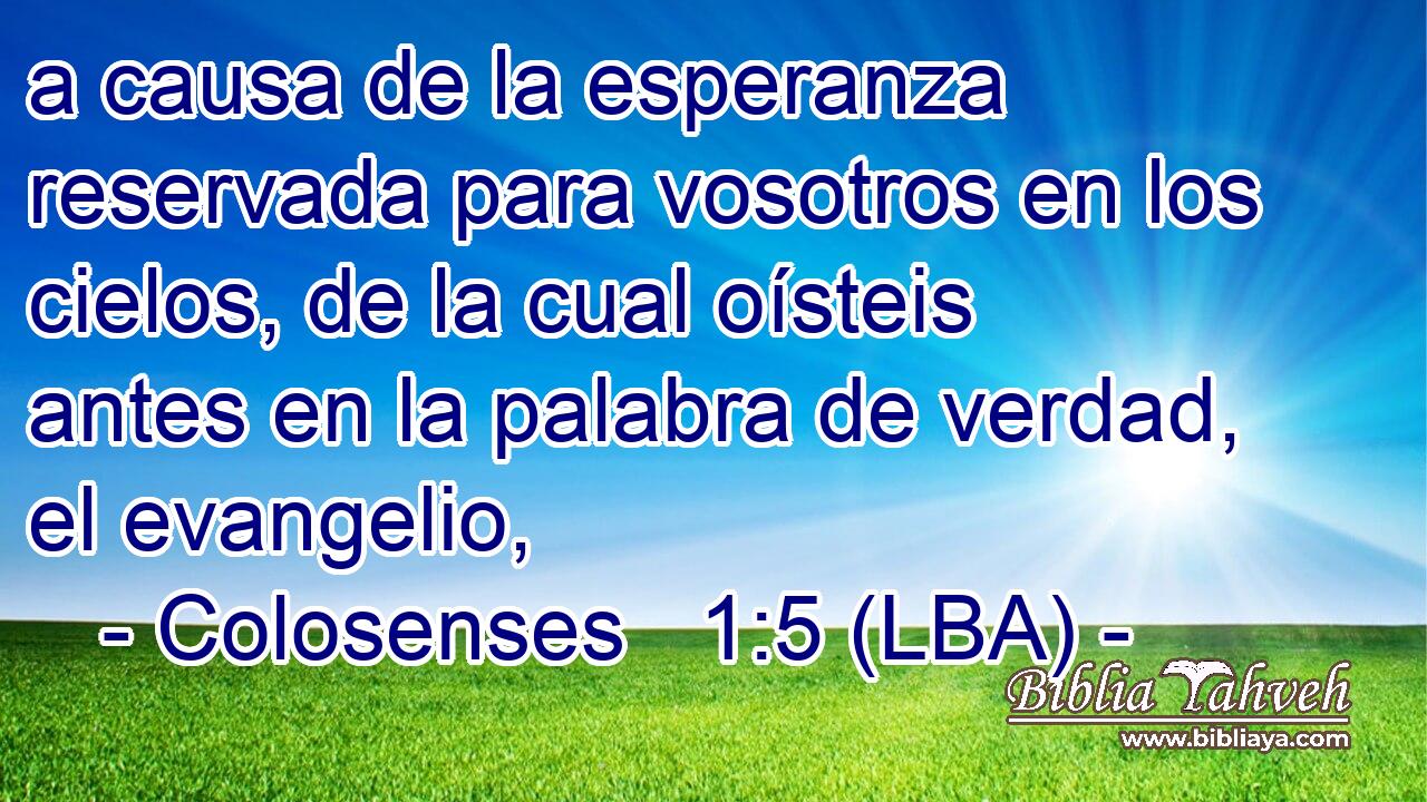 a causa de la esperanza reservada para vosotros en los cielos, de la cual oísteis antes en la palabra de verdad, el evangelio,