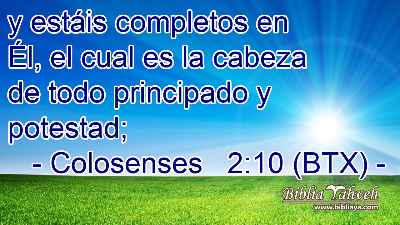 y estáis completos en Él, el cual es la cabeza de todo principado y potestad;