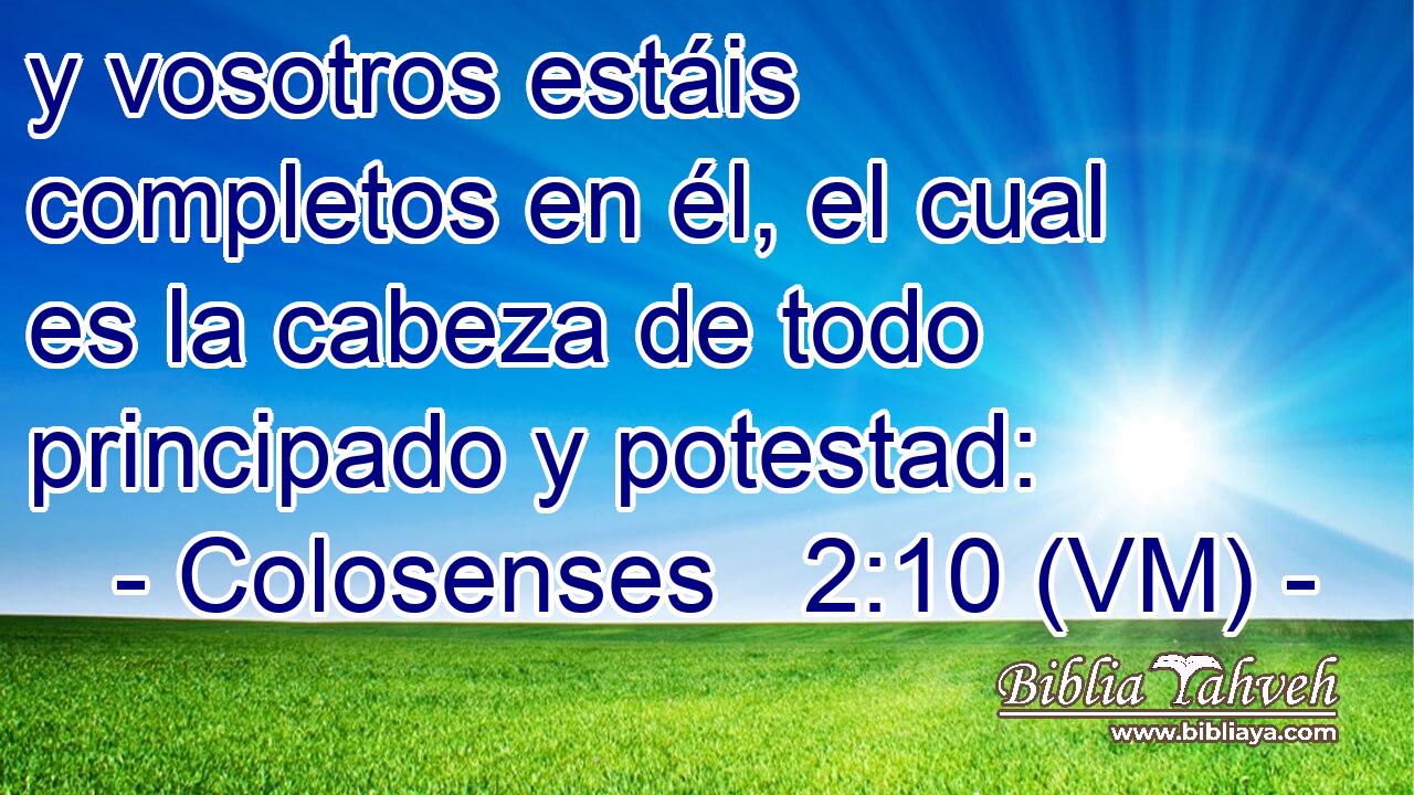  y vosotros estáis completos en él, el cual es la cabeza de todo principado y potestad: 