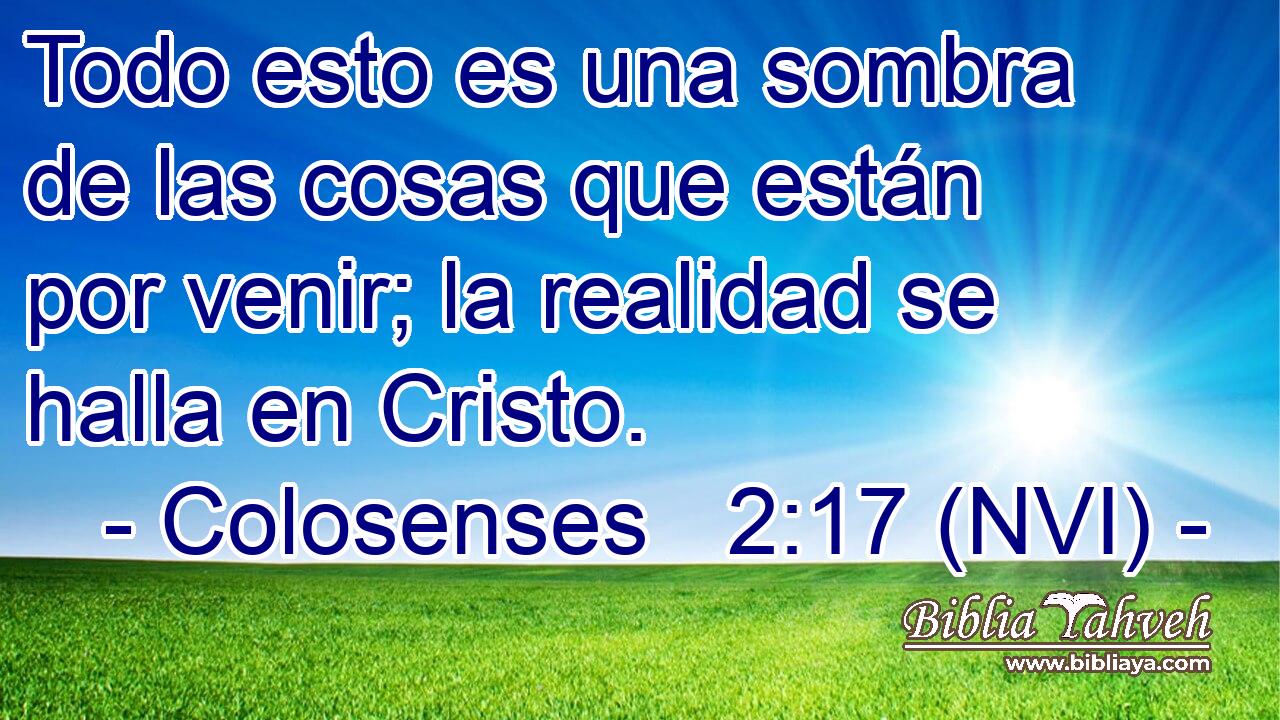  Todo esto es una sombra de las cosas que están por venir; la realidad se halla en Cristo. 