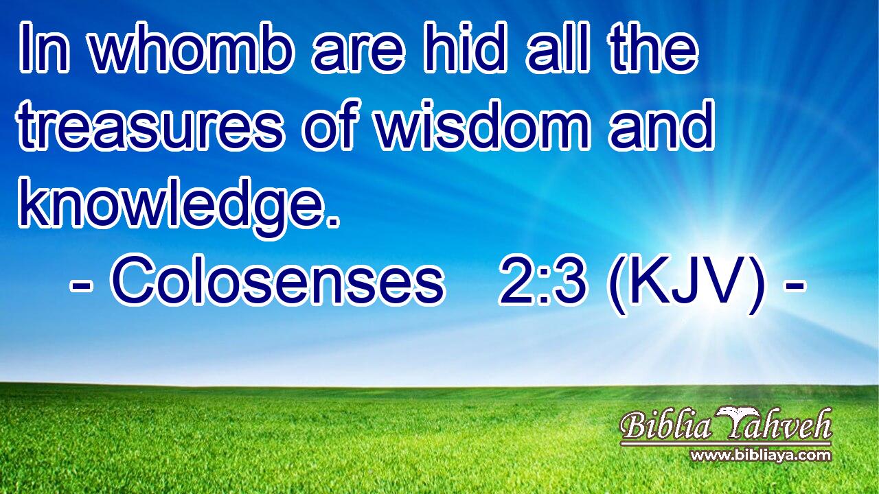In whomb are hid all the treasures of wisdom and knowledge.