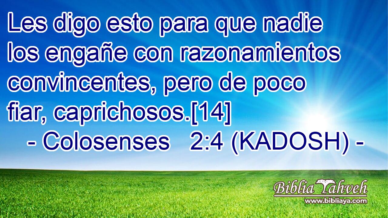  Les digo esto para que nadie los engañe con razonamientos convincentes, pero de poco fiar, caprichosos.[14] 