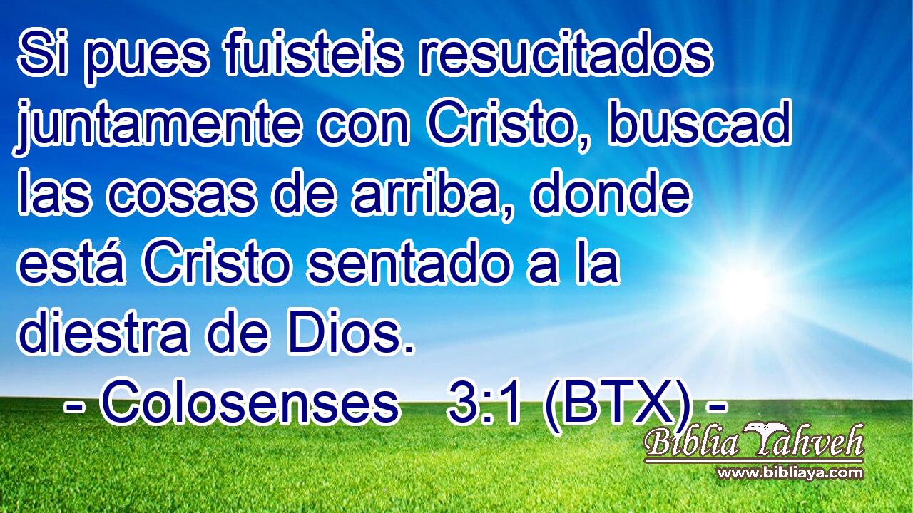 Si pues fuisteis resucitados juntamente con Cristo, buscad las cosas de arriba, donde está Cristo sentado a la diestra de Dios.