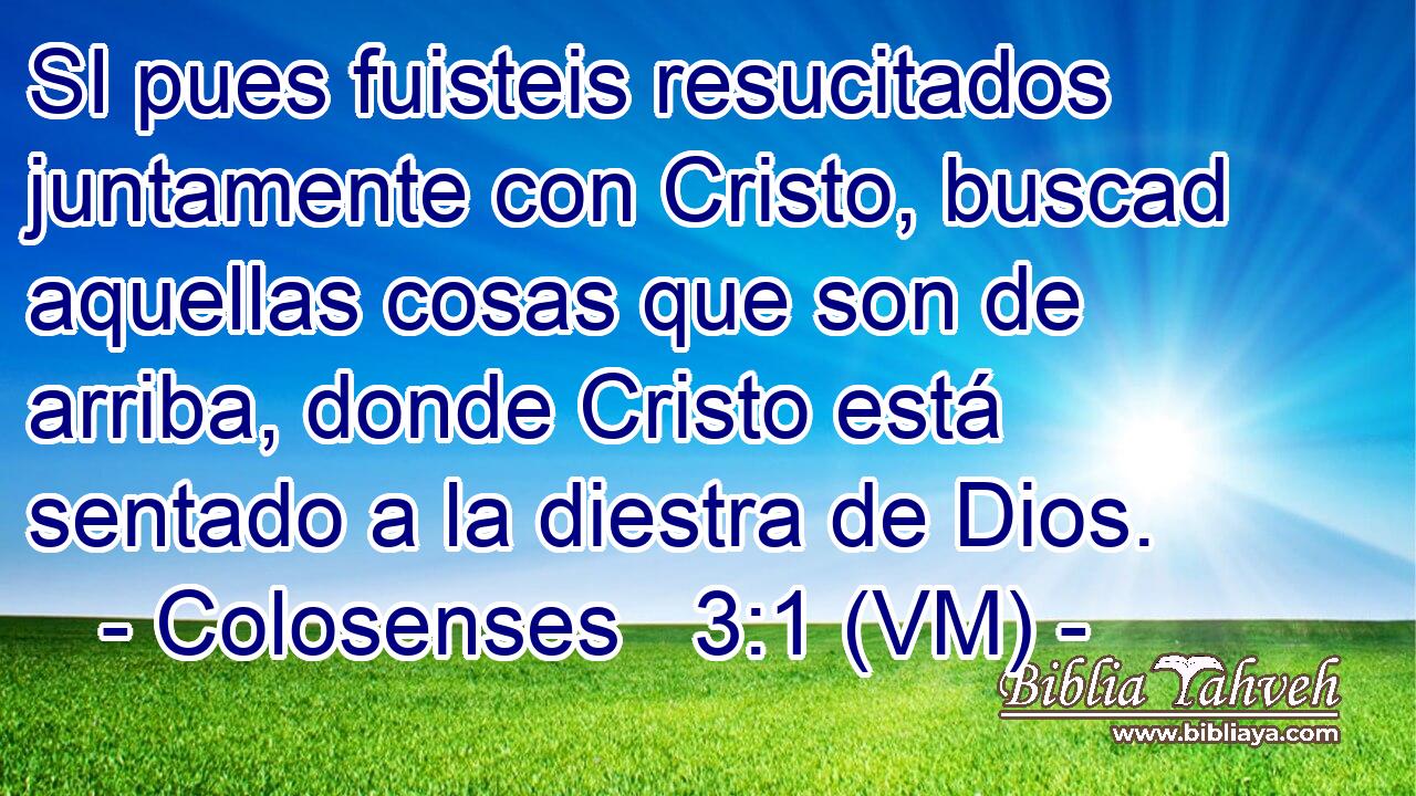  SI pues fuisteis resucitados juntamente con Cristo, buscad aquellas cosas que son de arriba, donde Cristo está sentado a la diestra de Dios. 