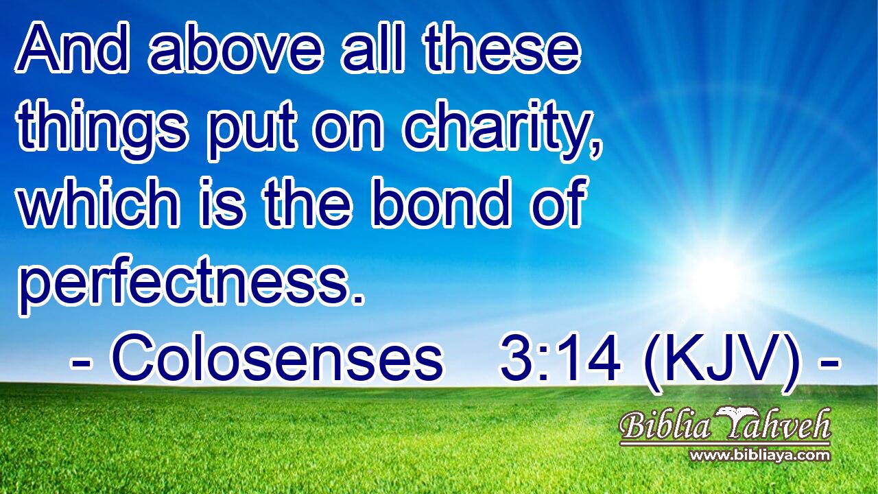 And above all these things put on charity, which is the bond of perfectness.