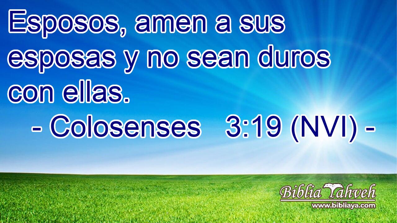  Esposos, amen a sus esposas y no sean duros con ellas. 
